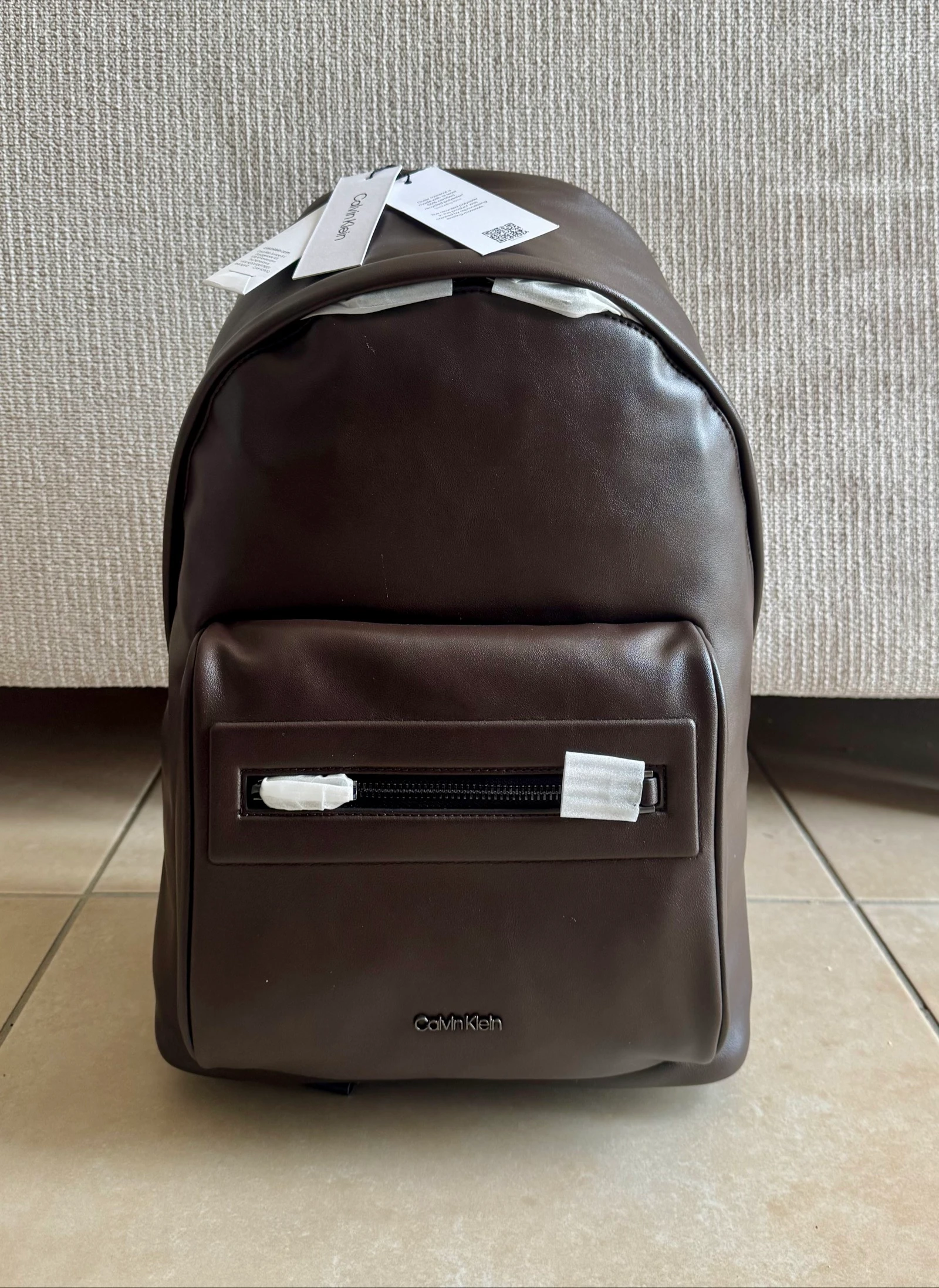 Authentieke Calvin Klein rugzak van bruin leer – photo 11